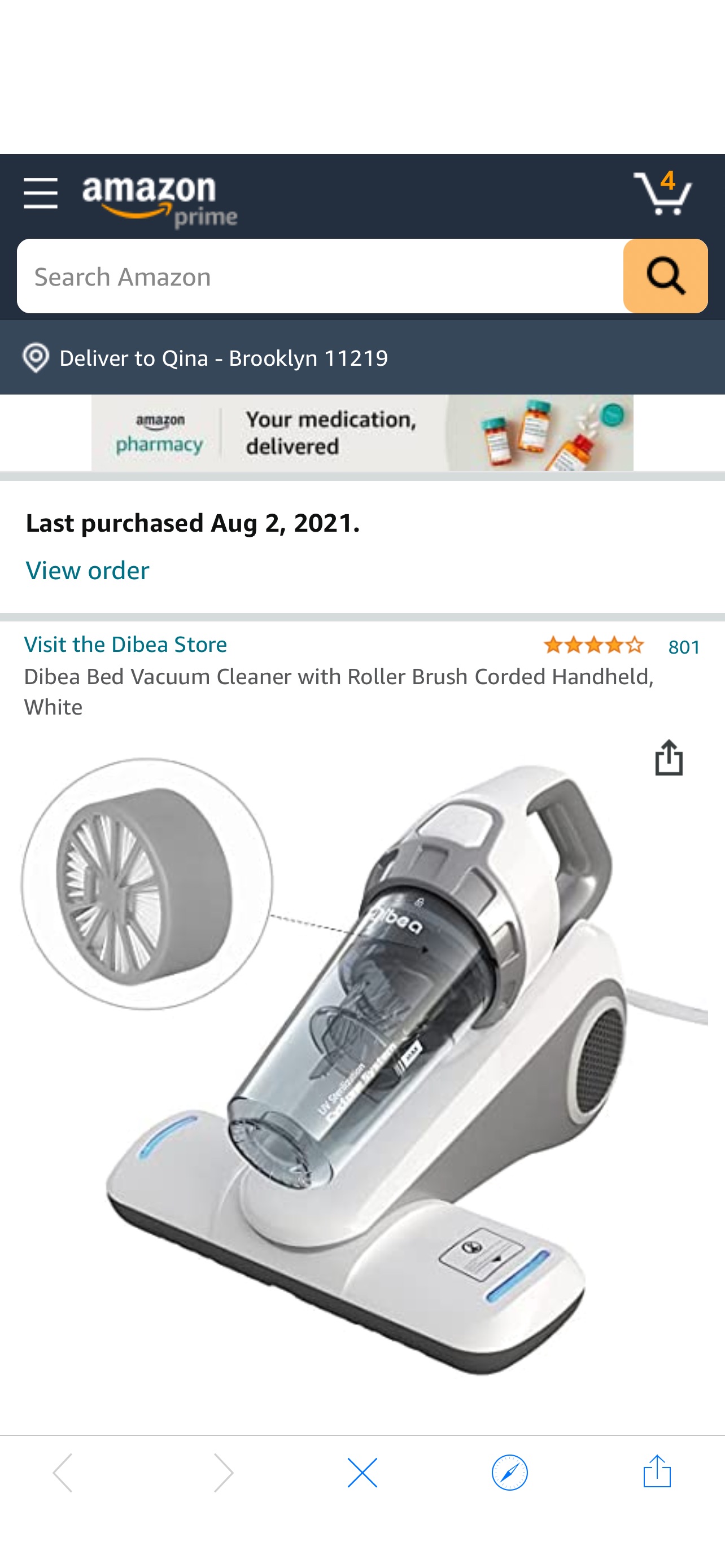 Amazon.com - Dibea Bed Vacuum Cleaner with Roller Brush Corded Handheld, White -床真空吸尘器