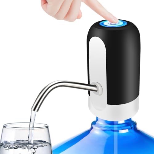 Amazon.com: KUFUNG 5 加仑瓶装饮水机 - 5 加仑水壶可充电水泵，不含 BPA，食品级硅胶软管，不锈钢喷嘴 - 电池寿命 30-40 天，一键轻松操作：