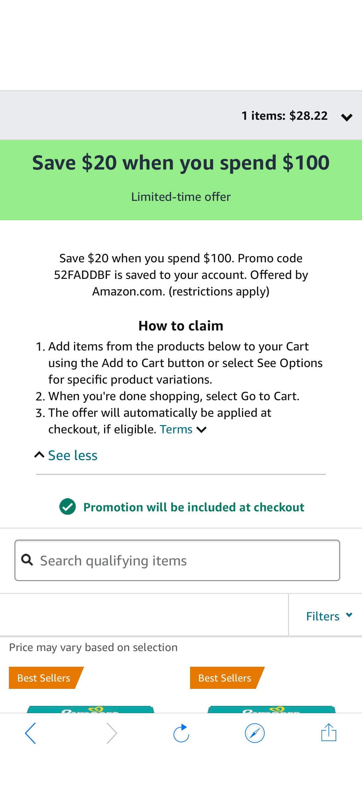Amazon.com: Save $20 when you spend $100 promotion尿不湿