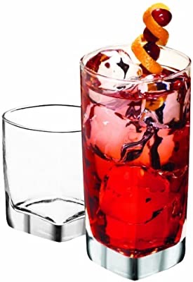 Amazon.com | Anchor Hocking Rio Small and Large Drinking Glasses, Set of 16: Iced Tea Glasses: Mixed Drinkware Sets玻璃杯