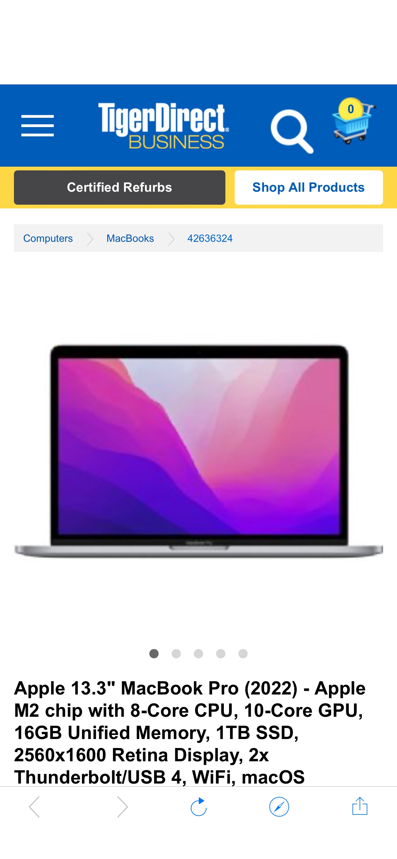 Apple 13.3 MacBook Pro (2022) - Apple M2 chip with 8-Core CPU, 10-Core GPU, 16GB Unified Memory, 1TB SSD, 2560x1600 Retina Display, 2x Thunderbolt/USB 4, WiFi, macOS Monterey, Space Gray - Z16R0005V