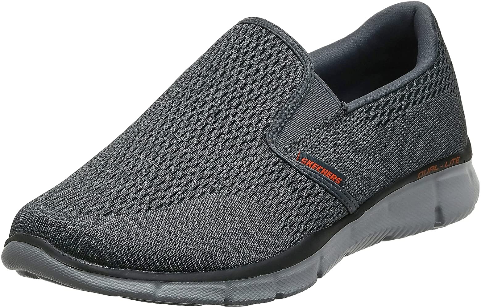 Skechers 男士 Equalizer Double Play 乐福鞋 Amazon.com | Skechers Men's Equalizer Double Play Slip-On Loafer,Charcoal/Orange,8 M US | Loafers & Slip-Ons