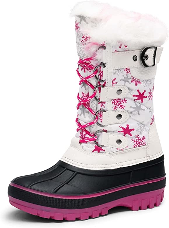 Amazon.com | DREAM PAIRS Boys Girls White Fuchsia Faux Fur Lined Insulated Waterproof Winter Snow Boots Kriver-1 Size 10 Toddler | Boots