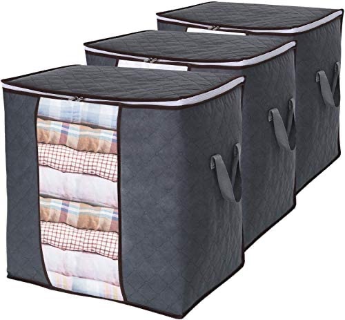 Amazon.com: Lifewit Clothes 收纳袋3个Storage Bag 90L Large Capacity Organizer with Reinforced Handle Thick Fabric for Comforters, Blankets, Bedding, Foldable with