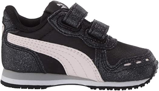 Amazon.com | PUMA Girls' Cabana Racer Glitz Velcro Sneaker, Black-Rosewater White, 5 M US Toddler | Sneakers 女小童运动鞋
