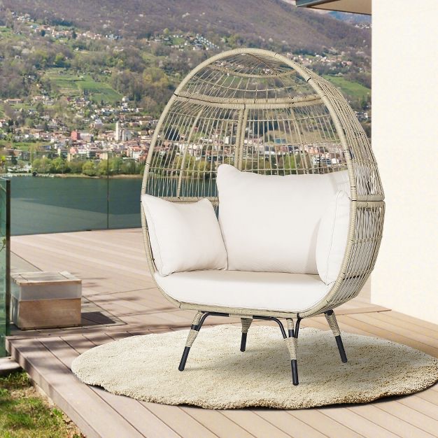 Costway Patio Oversized Rattan Egg Chair Lounge Basket With 4 Cushions For Indoor Outdoor : Target