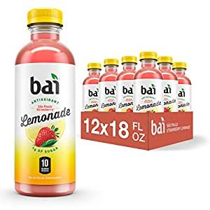 Bai Flavored Water, São Paulo Strawberry Lemonade, Antioxidant Infused Drinks, 18 Fluid Ounce Bottles, (Pack of 12)