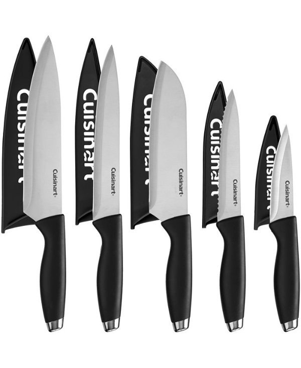 10-Pc. Cutlery Set with Stainless Steel End Caps & Blade Guards