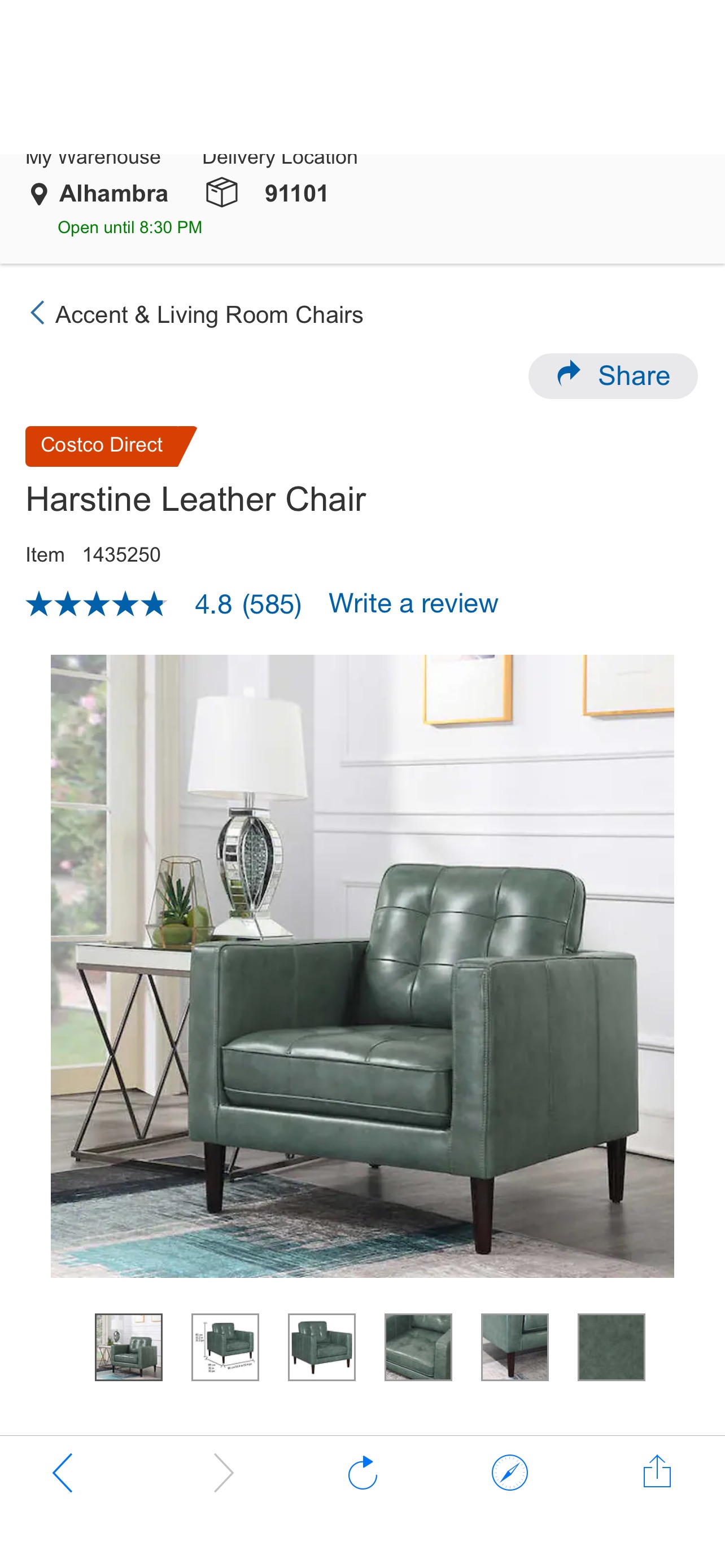 Harstine Leather Chair | Costco