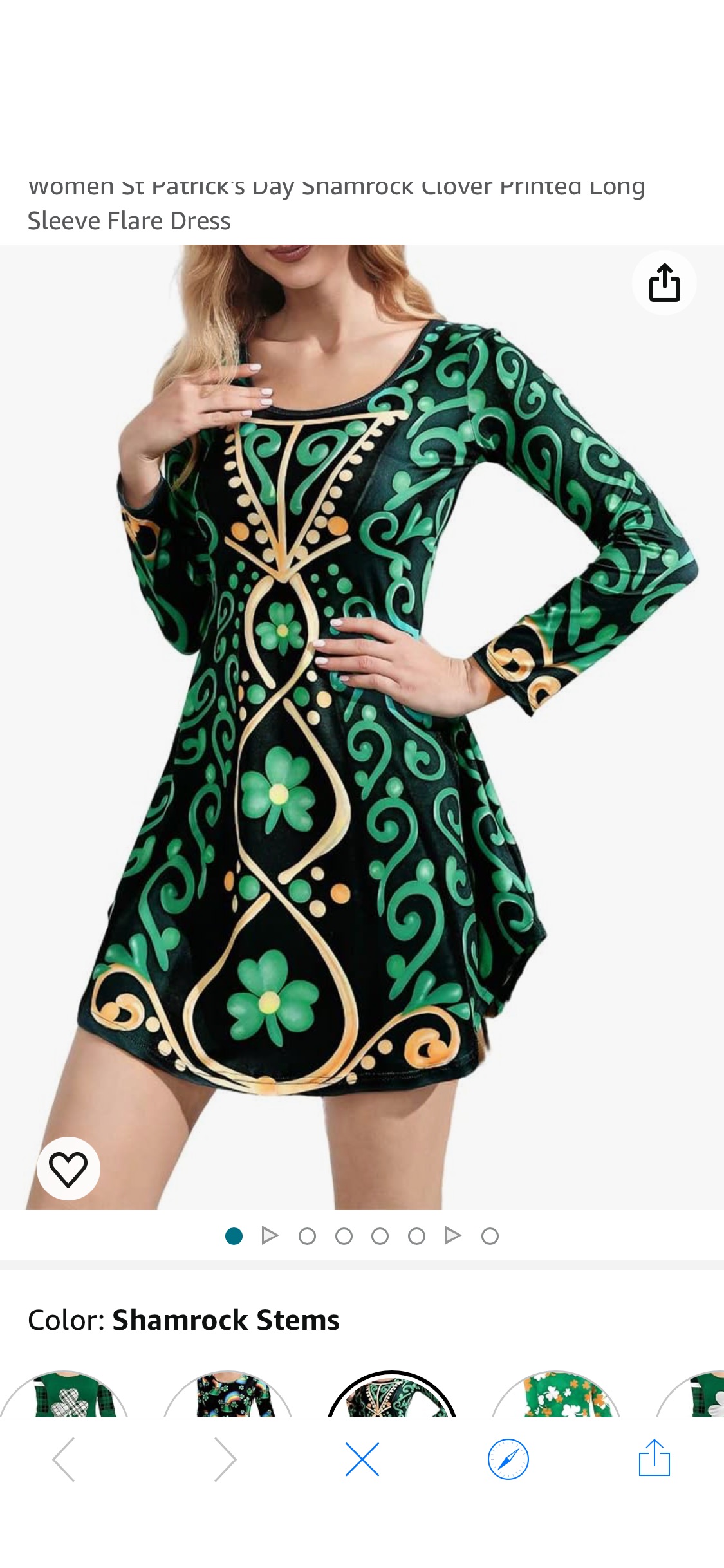 Amazon.com: Seizesoul Women St Patrick's Day Shamrock Clover Printed Long Sleeve Flare Dress Medium : Clothing, Shoes & Jewelry