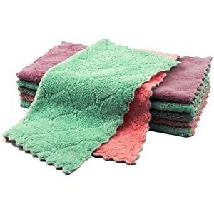 Loophee Microfiber Cleaning Cloth, Dish Towels, 11"x12", 6 Pack