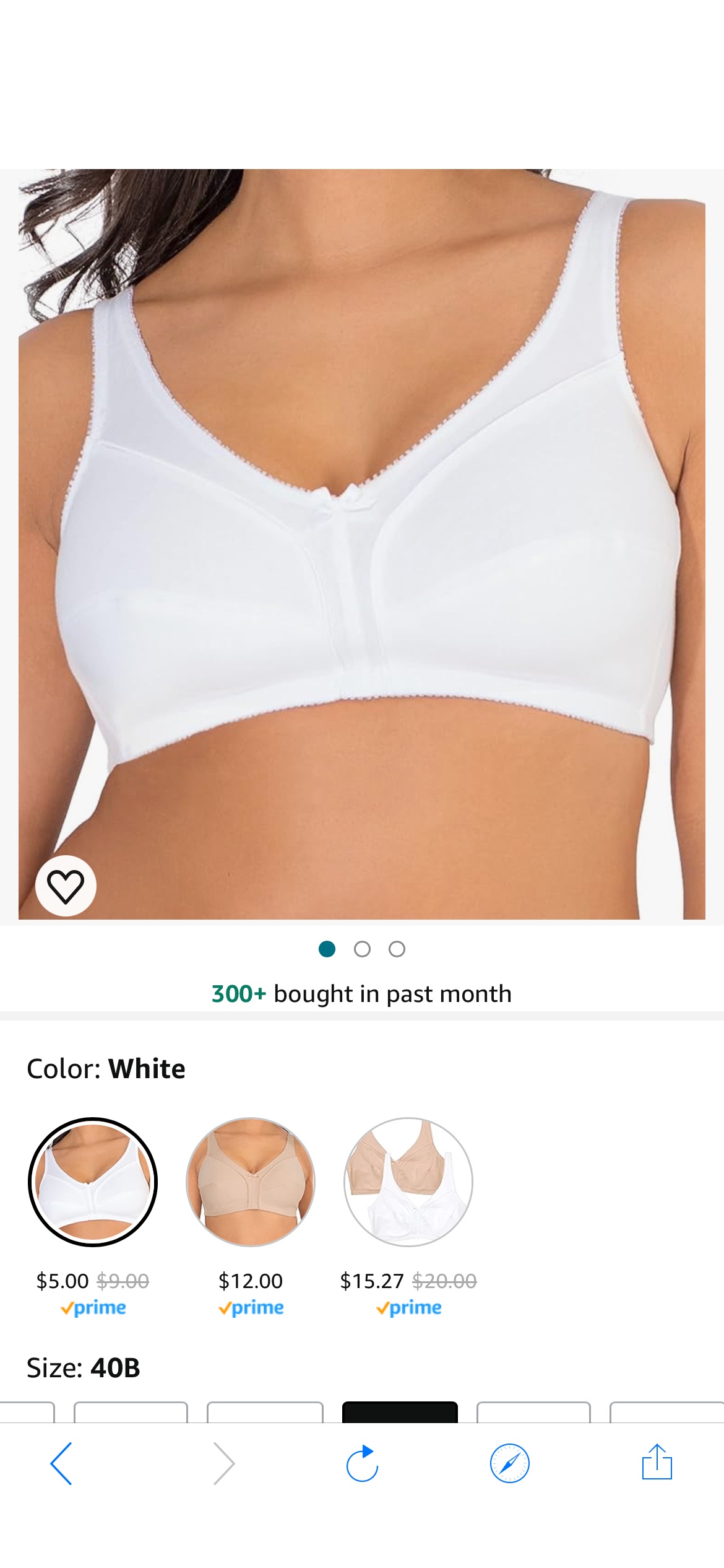 Fruit of the Loom womens Seamed Soft Cup Wirefree Cotton Bra, White Shine, 44D at Amazon Women’s Clothing store