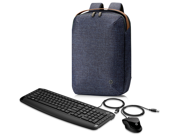 HP Renew Navy Backpack for 15" Laptops + HP Pavilion Keyboard and Mouse Bundle