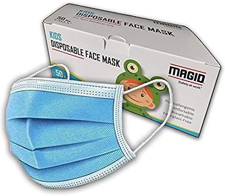 MAGID 3 Ply Disposable Kids Face Masks Pack of 50 Masks