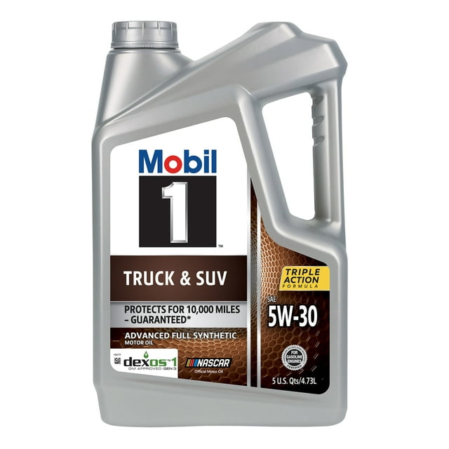 Mobil 1 Truck &amp; SUV Full Synthetic Motor Oil 5W-30, 5 Quart - Walmart.com