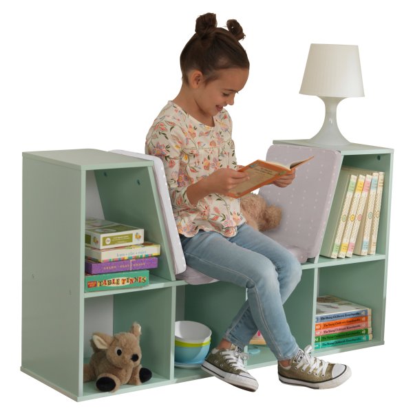 儿童玩具图书收纳柜，带阅读角，两色选