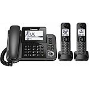 Panasonic Link2Cell 蓝牙有线 无绳电话和应答机与2个无绳手机套装