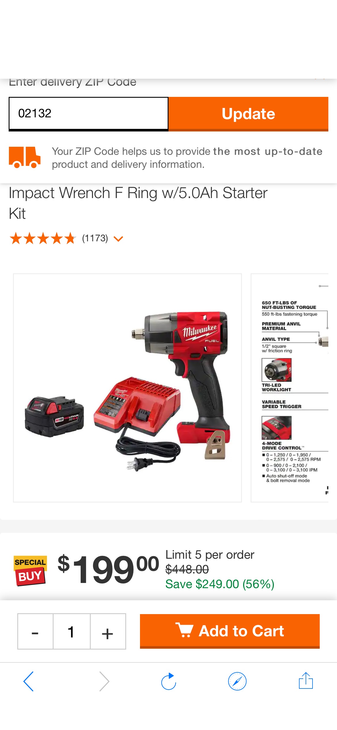Milwaukee M18 FUEL Gen-2 18-Volt Lithium-Ion Brushless Cordless Mid Torque 1/2 in. Impact Wrench F Ring w/5.0Ah Starter Kit 48-59-1850-2962-20 - The Home Depot