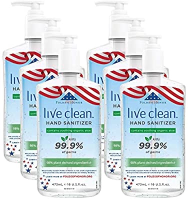 Amazon.com : Live Clean Hand Sanitizer With Aloe, 16 Ounce, 6 Count : Beauty 免洗洗手液 16oz 6个