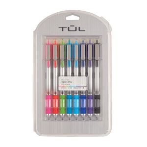 TUL Retractable Gel Pens Needle Point 0.7 mm Silver Barrel Assorted Bright Inks Pack Of 8 Pens彩色圆珠笔