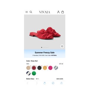 $48.50 Yaffa Pointed-Toe Knot Sustainable Mules in Ruby Red | VIVAIA