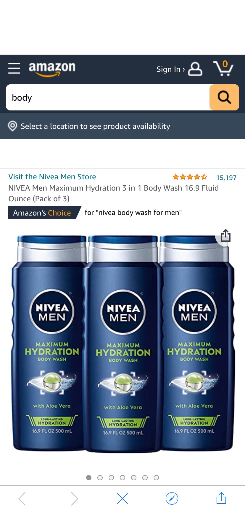 Amazon.com : NIVEA Men Maximum Hydration 3 in 1 Body Wash 16.9 Fluid Ounce (Pack of 3) : Beauty & Personal Care沐浴露