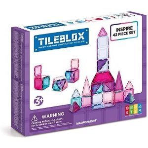 $38.48 磁力片 Amazon.com: Tileblox Inspire (42 Piece) Set Magnetic Building Blocks, Educational Magnetic Tiles Kit , Magnetic Construction STEM Toy Set: Toys & Games