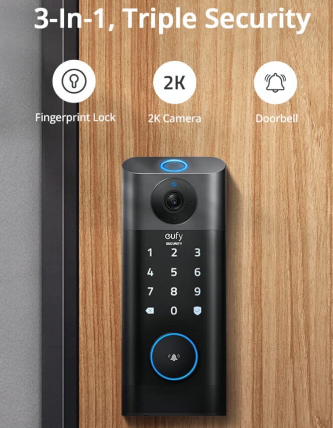Eufy 3合1门锁 S330 Video Smart Lock, 3-in-1 Camera+Doorbell+Fingerprintg Keyless