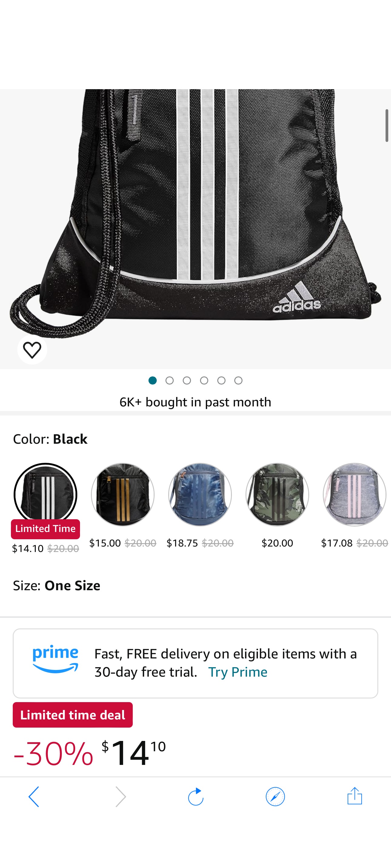 Amazon.com | adidas Unisex Alliance 2 Sackpack, Black, One Size | Drawstring Bags