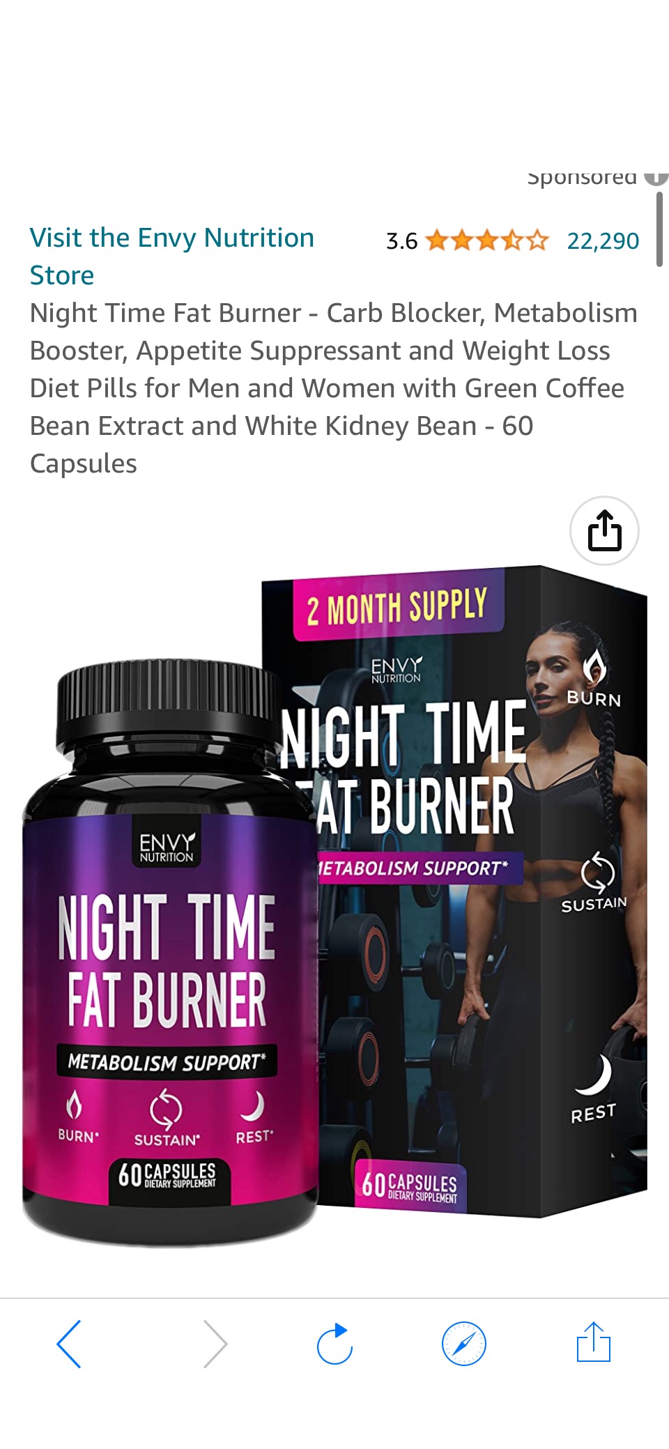 Amazon.com: Night Time Fat Burner - Carb Blocker, Metabolism Booster, Appetite Suppressant and Weight Loss Diet Pills for Men and Women with Green原价23.87