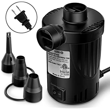Amazon.com: OutdoorMaster Air Mattress Pump - Electric Air Pump Portable OP420 0.64 PSI Inflator/Deflator Pumps, Quick-Fill AC Pump with 3 Nozzles,110-120 Volt 电动气泵