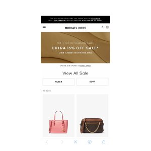 $0 Designer Sale | Michael Kors 额外85折.折扣码 EXTRAEXTRA