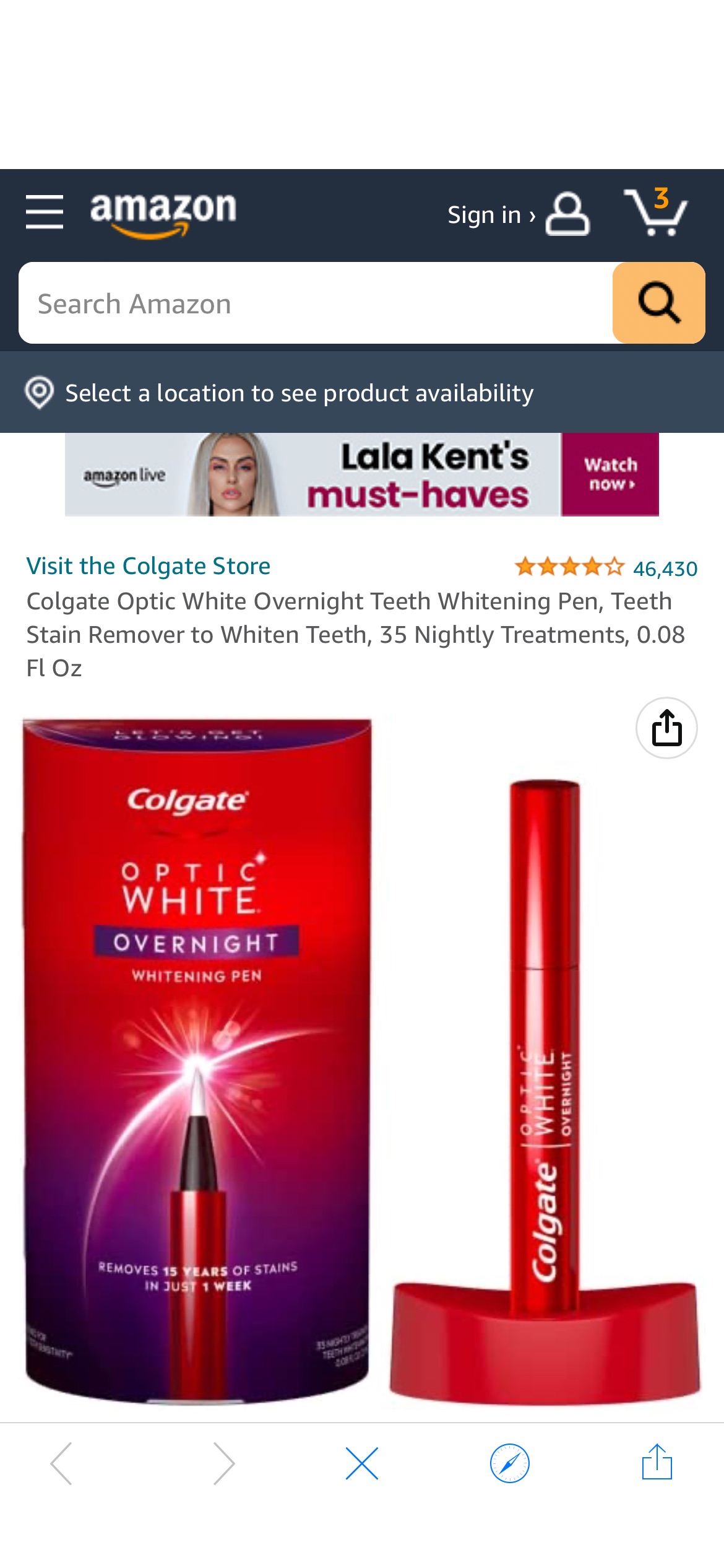 Amazon.com : Colgate Optic White Overnight Teeth Whitening Pen, Teeth Stain Remover to Whiten Teeth, 35 Nightly Treatments, 0.08 Fl Oz : Health & Household