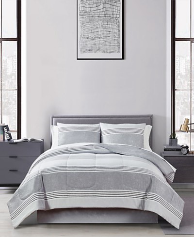 Fairfield Square Collection Austin Stripe/Solid Reversible 8 Pc. Comforter Set, Created for Macy's - Macy's