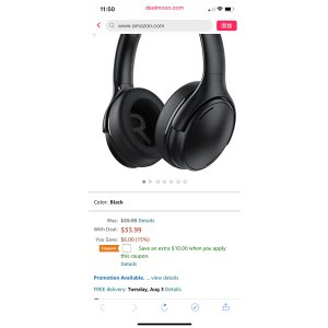 $23.9 Amazon.com:消噪耳机,35H游戏时间的儿童耳机超过/在耳朵与CVC8.0麦克风,快速充电,深低音,