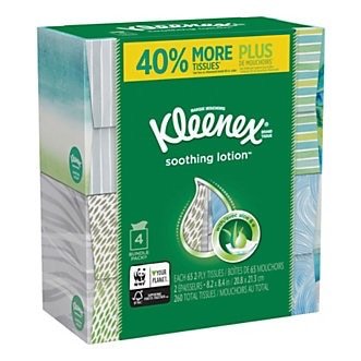 ® Soothing Lotion 2-Ply Facial Tissues, White, 65 Sheets Per Box, Carton Of 4 Boxes