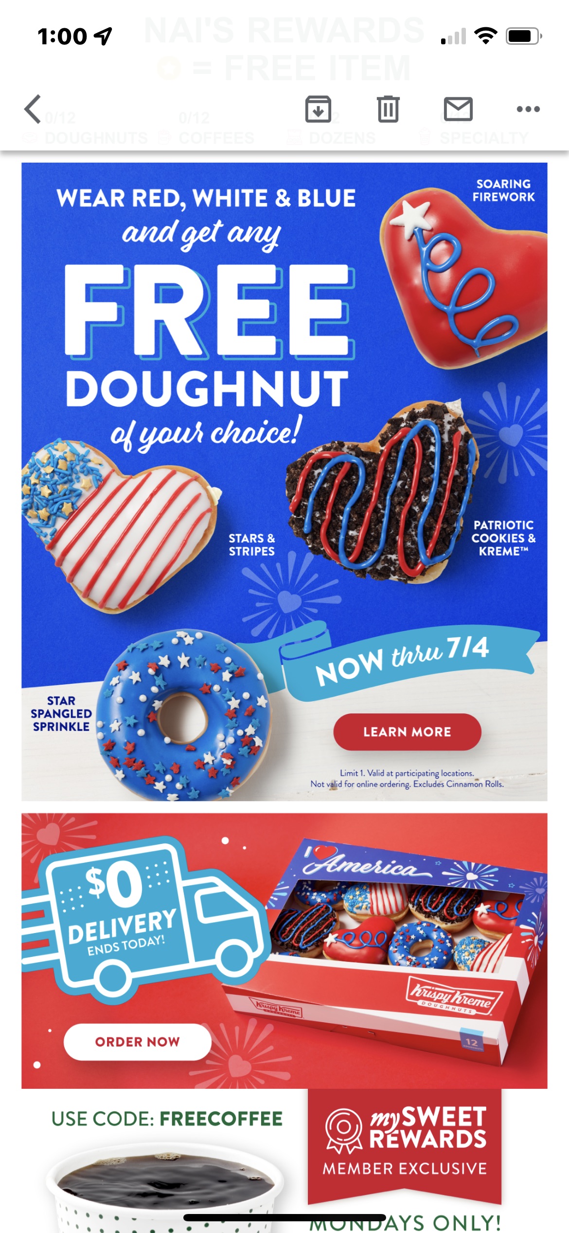 Krispy Kreme - Promotions 免费甜甜圈