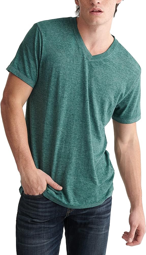 Lucky Brand Men's Venice Burnout V-Neck Tee Shirt, June Bug, Medium | Amazon.com