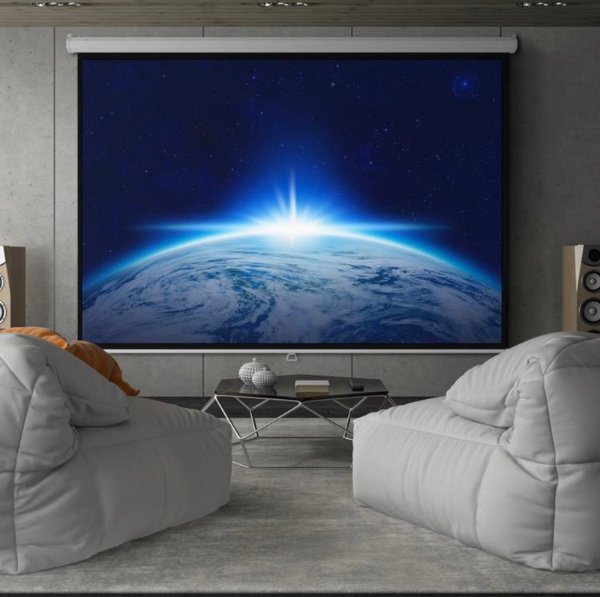 119" HD Pull Down Manual Projector Screen - White