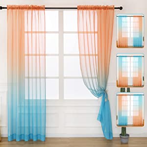 Amazon.com: Drewin Ombre Sheer Curtains 渐变色室内窗纱