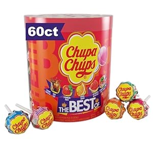 Amazon.com : Chupa Chups Candy Lollipops, 5 Assorted Flavors, Drum Display for Parties Office Concessions, 60 Count Drum(Pack of 1) : Grocery &amp; Gourmet Food