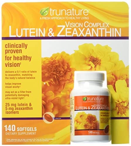 Trunature Vision Softgels Complex Lutein and Zeaxanthin Supplement, 140 Count 叶黄素