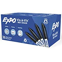 Amazon.com: EXPO Vis-à-Vis Wet Erase Markers, Fine Point, Black, 36 Count