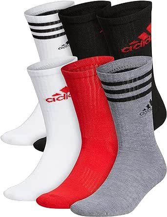 adidas Men's Athletic Cushioned Crew Socks with Arch Compression for a Secure Fit
