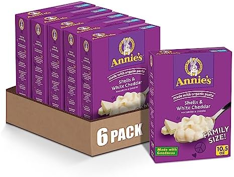 Amazon.com : Annie’s White Cheddar Shells Macaroni &amp; Cheese Dinner with Organic Pasta, 10.5 OZ (Pack of 6) : Packaged Macaroni And Cheese : Everything Else