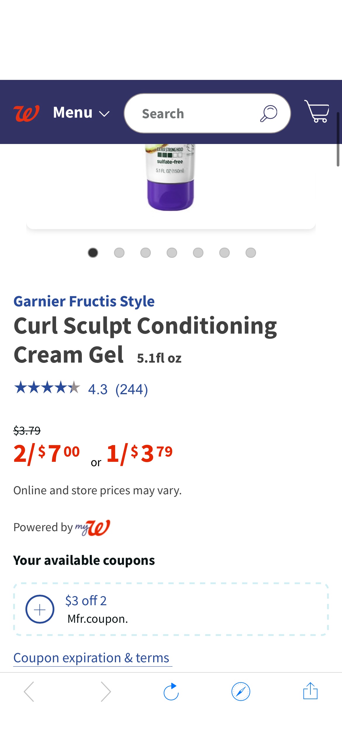 Garnier Fructis Style Curl Sculpt Conditioning Cream Gel | Walgreens