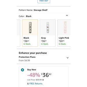 $36.62 Simple Designs Home LF1014-TAN Etagere Organizer Storage Shelf Linen Shade Floor Lamp, 63.30 x 10.20 x 10.20 inches, 带收纳架落地灯