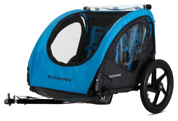 Schwinn Shuttle foldable bike trailer, 2 passengers, blue / black