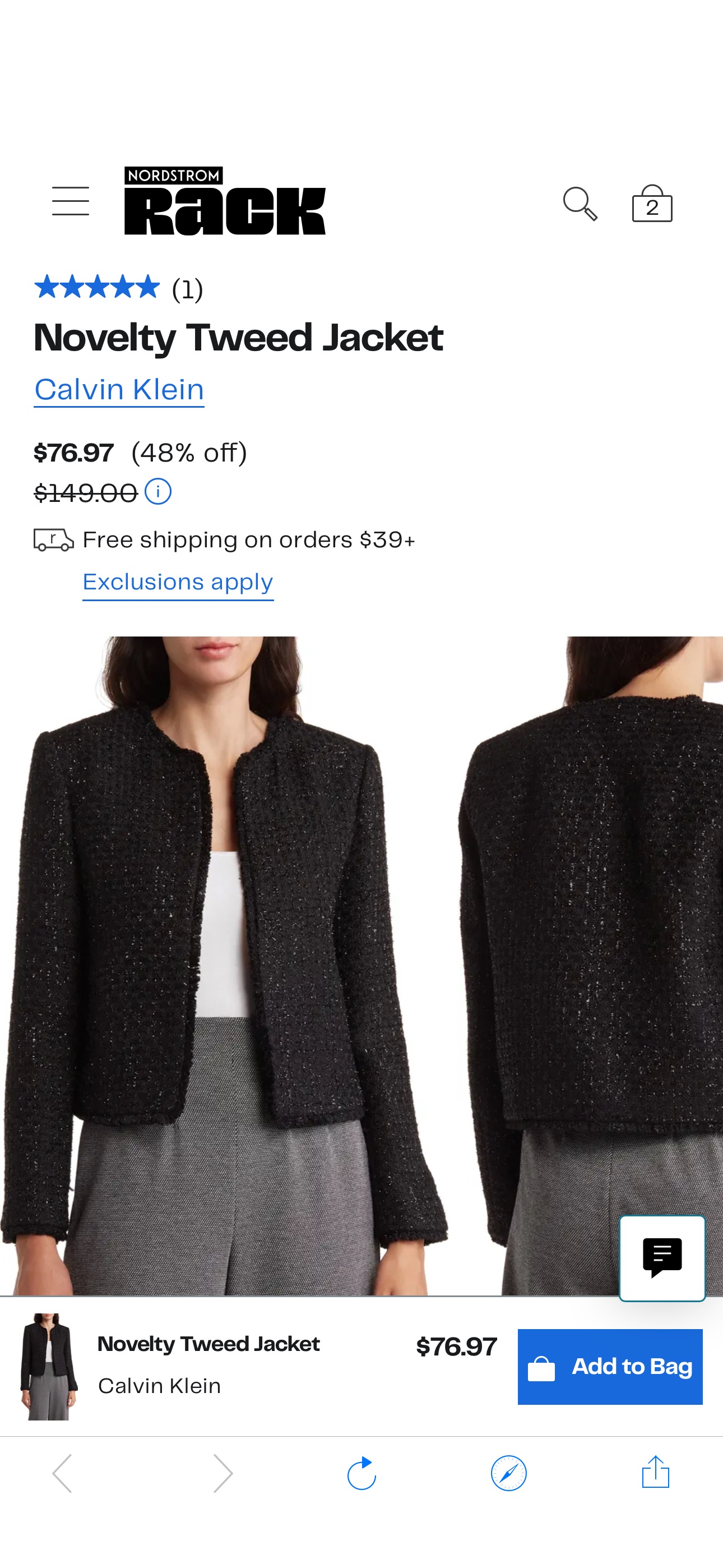 Calvin Klein Novelty Tweed Jacket | Nordstromrack