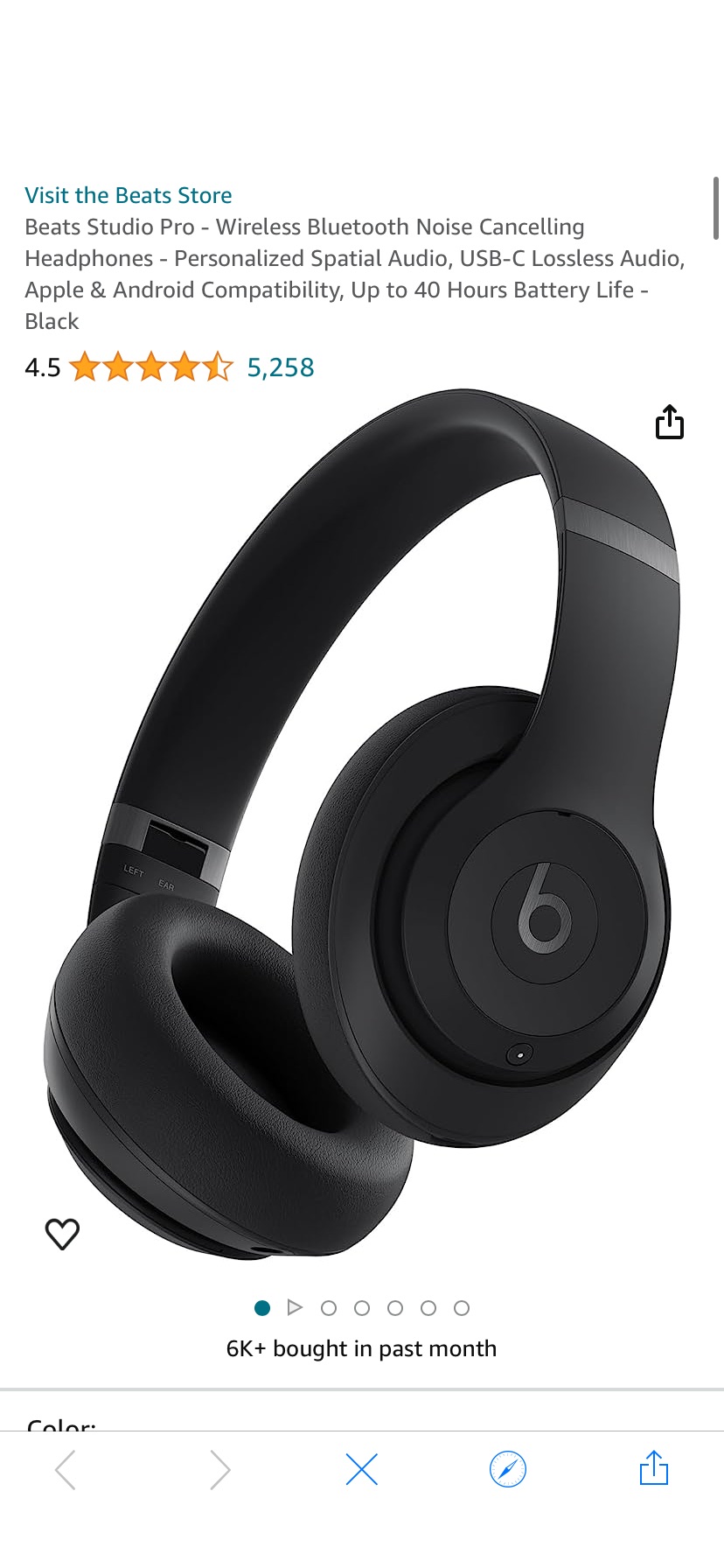 Amazon.com: Beats Studio Pro - Wireless Bluetooth Noise Cancelling Headphones - Personalized Spatial Audio, USB-C Lossless Audio, Apple & Android Compatibility, Up to 40 Hours Battery Life - Black : E